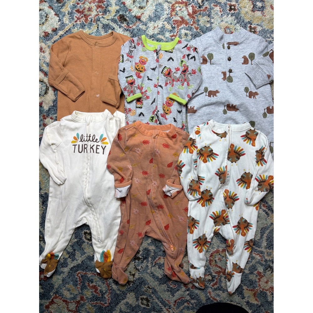 Old Navy Carter's Sleepers Rompers 6 Pieces Boys 0-3M Fall Halloween Bundle